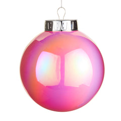 8” iridescent pink ball ornaments