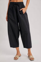 PAPERBAG-STYLE DRAWSTRING BARREL PANTS