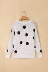 LAS Polka Dot Oversized Button Front Cardigan