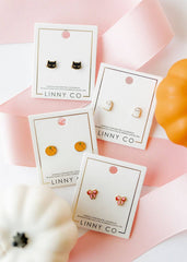 Screwback Stud Earrings - Black Cat