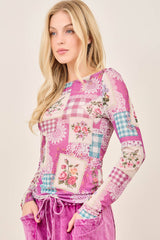 Rosy Nostalgia Mesh Top