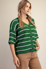 Pink and greens tripe SS sweater