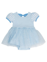 Baby Girls Glass Slipper Princess Short Sleeve Bow Twirl Romper