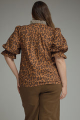 Leopard ruffle top