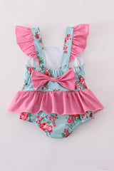 Ruffle rose smocked swimsuit
