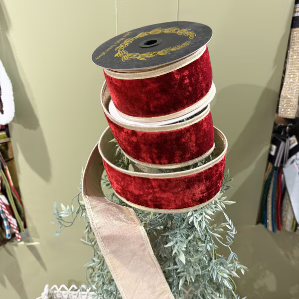 Red Velvet Metallic Dupion Gold piping