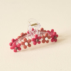 Daisy Claw Clip - Burgundy