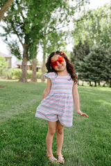 Macie Romper in Patriotic Stripe