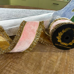 4X10yds Pink velvet double sided trim ribbon