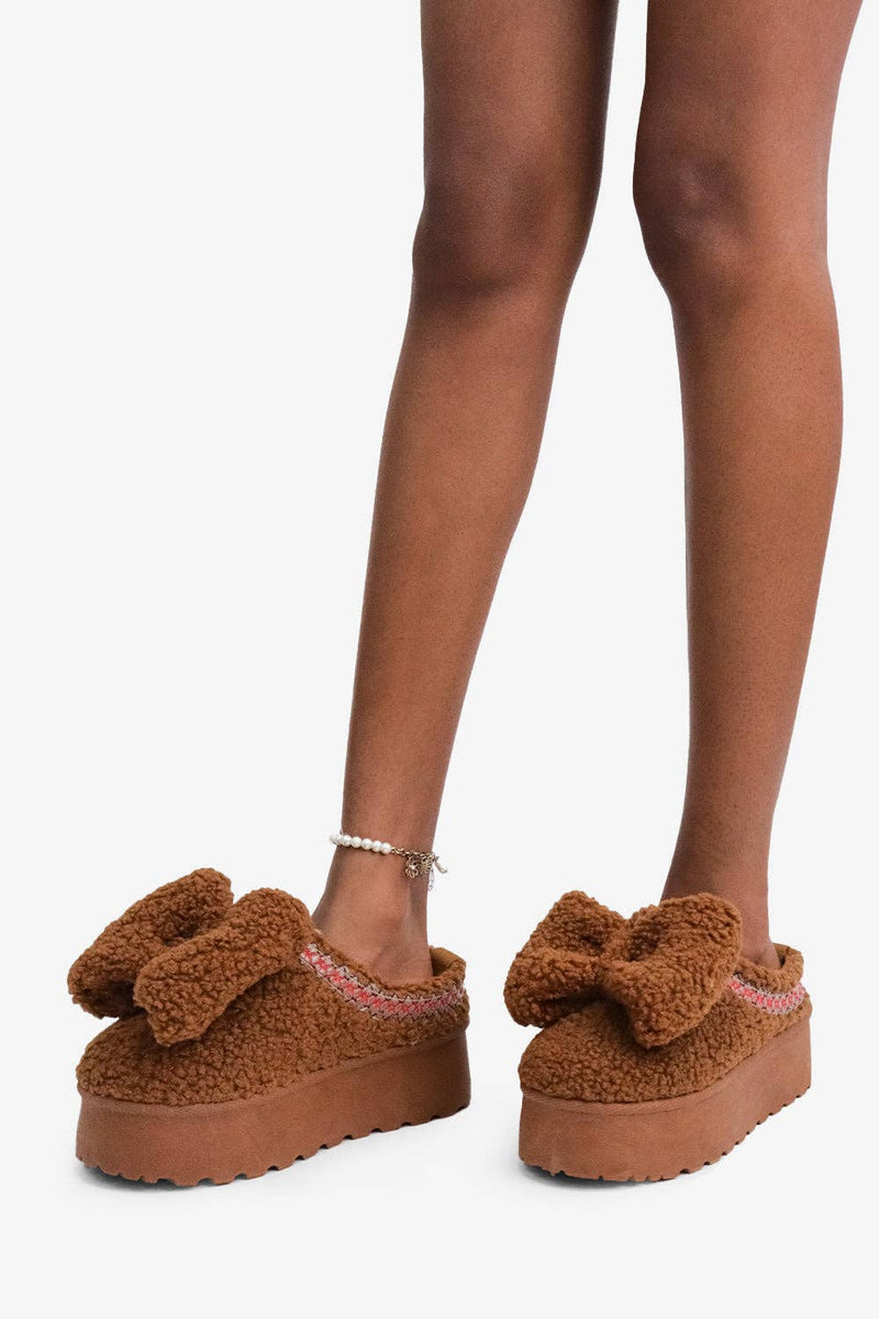 BUTTERSCOTCH - Plush & Cozy Platform Slipper w/ Bow Detail