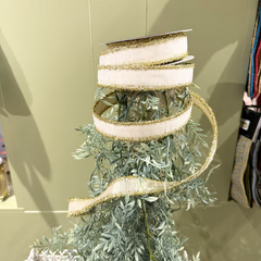 Velvet Metallic Dupion Fused with tinsel edge