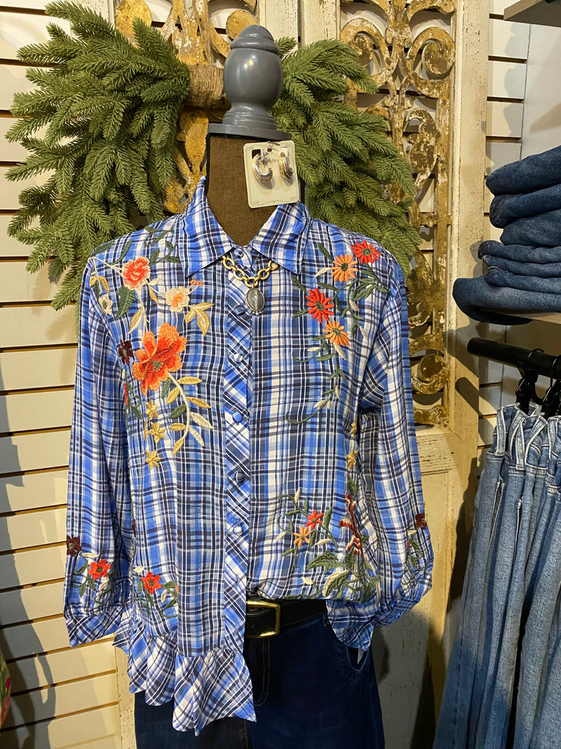 Helena Peplum ruffle shirt