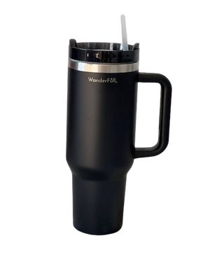 Handled Tumbler Black with Silver - 40 oz
