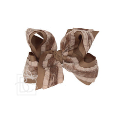 Double Ruffle/ Grosgrain Layered Hair Bow: 4.5" Large