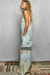 Feminine Mixed Printed Fabric Ruffle Wide Leg Overall