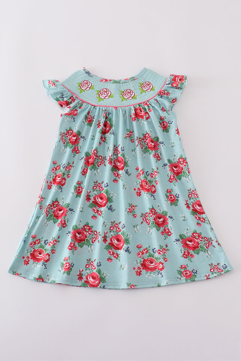 Ruffle rose smocked dress
