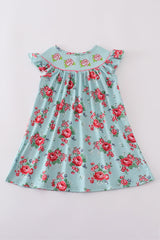 Ruffle rose smocked dress