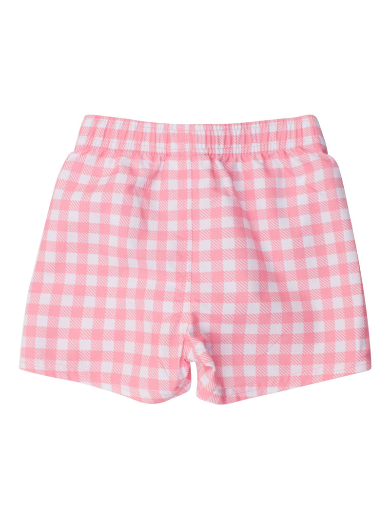 Boys Bubblegum Gingham Swim Trunks