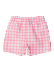 Boys Bubblegum Gingham Swim Trunks