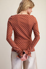 Polka Dot print LS top