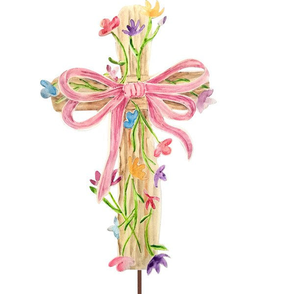 Watercolor flower cross