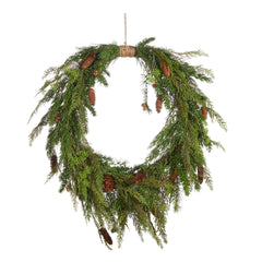 36” Oval cedar and pincone wreath