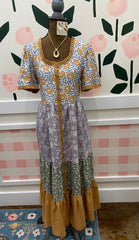 Print mix tiered dress