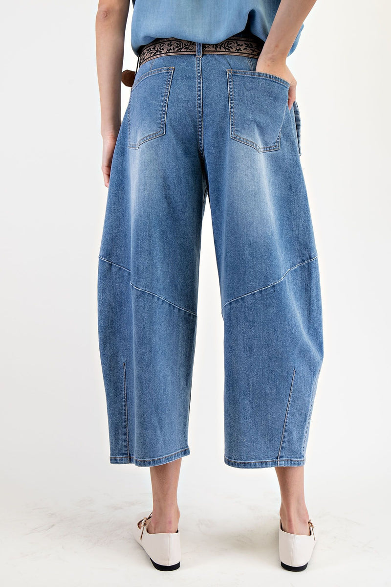 Flower patch denim pant