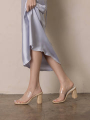 The Francee | Natural Transparent Double Strap Raffia Heel