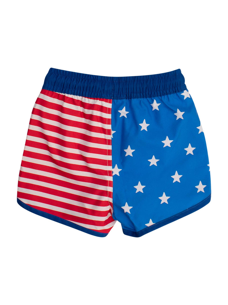 Boys Stars & Stripes Dolphin Hem Swim Trunks