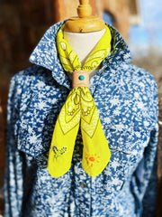 Embroidered Texas Bluebonnet Bandana: White