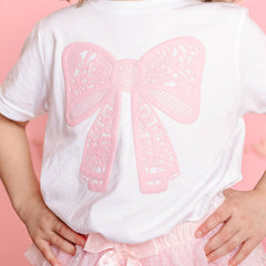 Lace Bow Puff Ink Short Sleeve T-Shirt