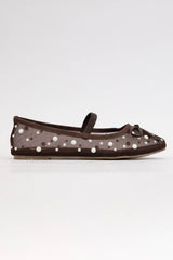 CARLY SHEER MESH WITH PEARL EMBELLISHMENT FLAT