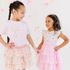 Ditsy Floral Bow Patch Short Sleeve T-Shirt