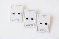 Screwback Stud Earrings - Black Cat