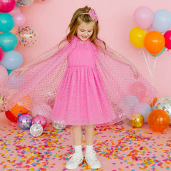 Raspberry Rhinestone Cape - Kids Dress Up Cape
