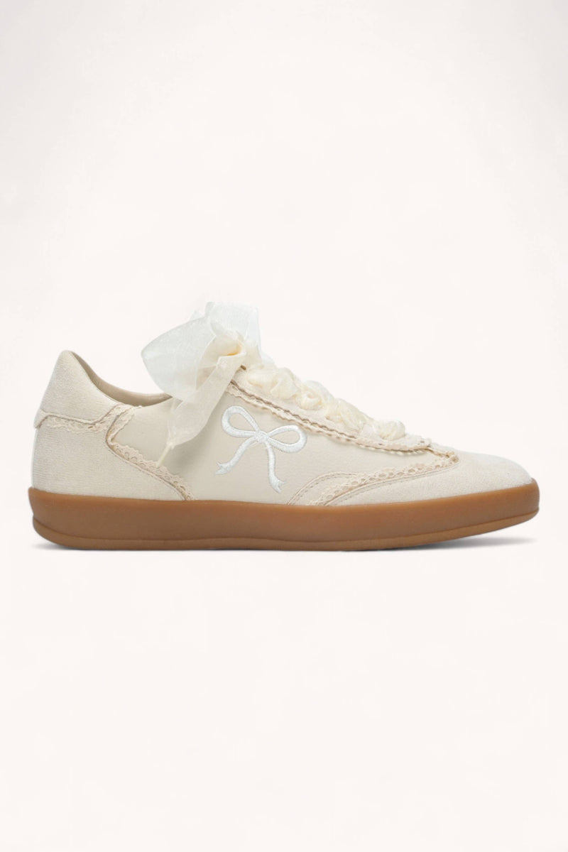 JULIE RIBBON EMBROIDERY LACE EDGE DETAIL SNEAKERS