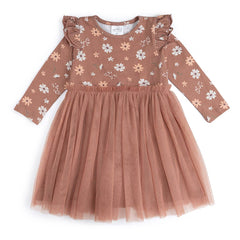 Ditsy Fall Floral Long Sleeve Tutu Dress - Girls Clothes: 6Y
