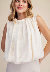 Sleeveless pleated balloon top