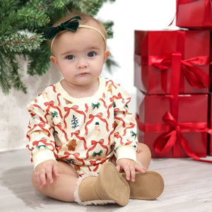 Emerald Green Velvet Bow Christmas Baby Headband - Hair Bows