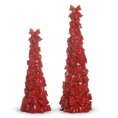 19” red bow trees (set of 2)