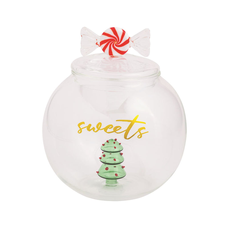 Christmas glass cookie jar