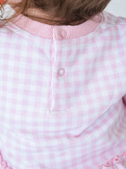 Baby Girls Dear Santa Pink Gingham Applique Sweatshirt Bubble Romper