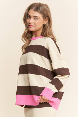 Striped Soft Knit Long Sleeve Sweater Top