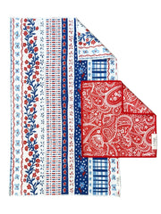 Delphinium/Boteh: Double Sided-Hand Towel Washcloth Set