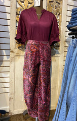 Wine pull on barrel pant