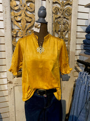 Gold suede top