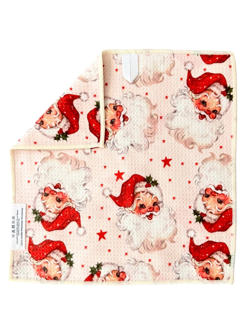 Merry McSanta: Double-Sided Washcloth: Cream / Washcloth (12 in x 12 in)