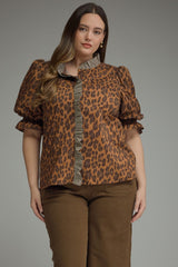 Leopard ruffle top