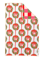 Wrapped in Wreaths: Reversible Hand Towel: Cream / 19x29in